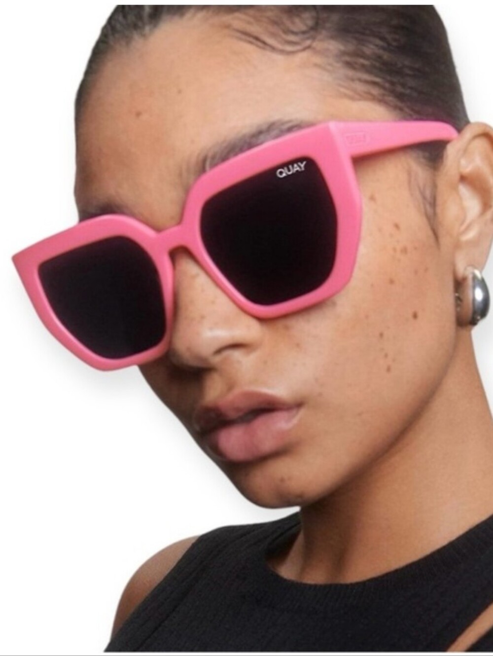 Quay Contoured Oversized  Pink Polarized Sunglasses New